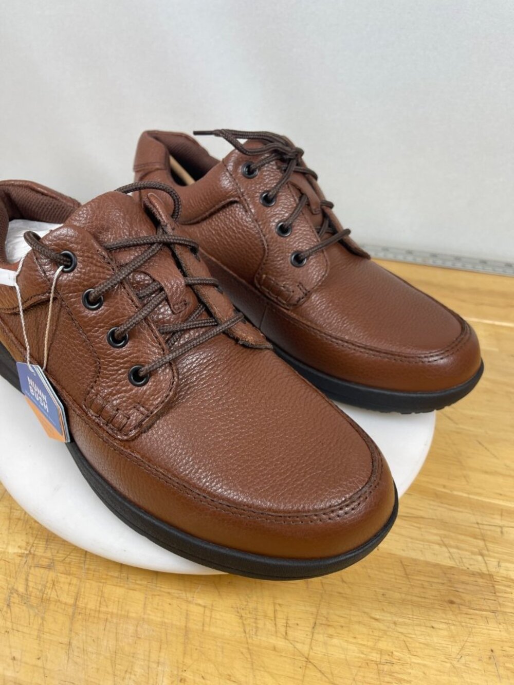 Nunn Bush Cam Men 10M Cognac Leather Oxford Comfort Gel Lace Up NIB
